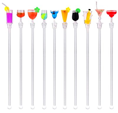 BESTOMZ 10 Stück Cocktail Stirrer Stäbchen Party Deko(zufällige Farben)