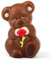 Schokolade Bär Rosenkavalier aus feinster Vollmilch-Kuvertüre mit Marzipan Rose - Deutsche Handarbeit ideal als Geschenk - 115g