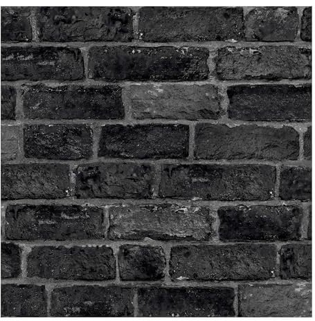 Fresco House Brick Charcoal Wallpaper | Charcoal Brick Wallcovering | Eco-Friendly Wallpaper