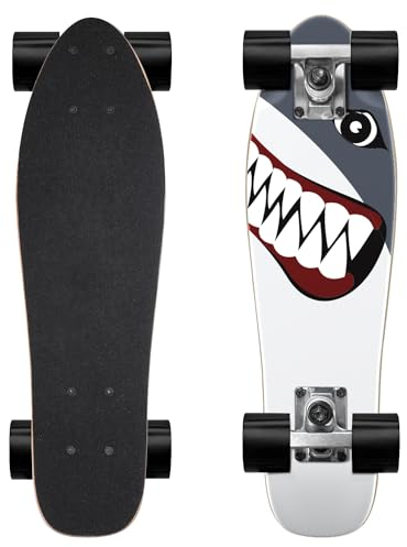 Skateboard-Komplett-Skateboards, 55,9 cm, Mini-Cruiser-Skateboards für Anfänger, Kinder, Jungen und Mädchen (Hai)