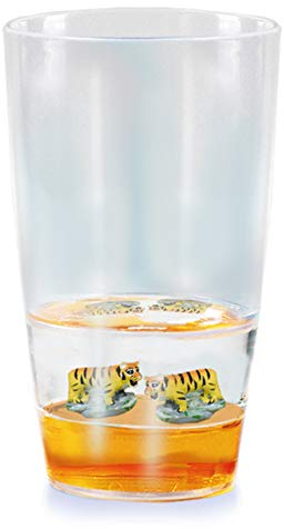 Deluxebase Floatarama Tumbler - Tigre de Verre pour Enfant en Acrylique avec Figurines d'Animaux Flottants. Gobelet tigre de 250 ml sans BPA, vaisselle pour enfants et adultes