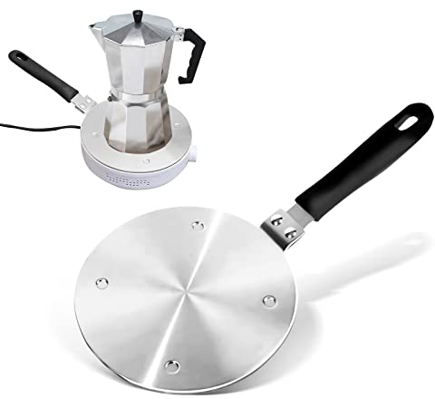 Gocoffun Wärmeverteilerplatte für Gasherd, Induktions-Adapterplatte aus Edelstahl mit Entfernungsgriff, für Kochgeschirr, Simmerring, Induktionskochfeldplatte, Wärmeverteiler (20,1 cm)