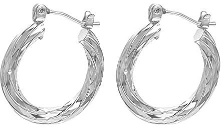 JOLCHIF Boucles d'oreilles créoles en bambou plaqué or 14 carats pour femme, Plaqué or blanc, Non connu
