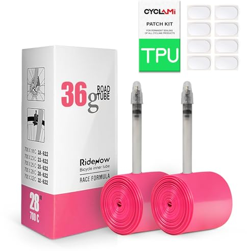 36g 2 PCS de Aire Ultraligera TPU Neumático para Bicicleta de Carretera 700x18 23 25 28 30 32C Francésválvula 45/65/85mm 4 Piezas de Parches para Peumáticos de Bicicleta