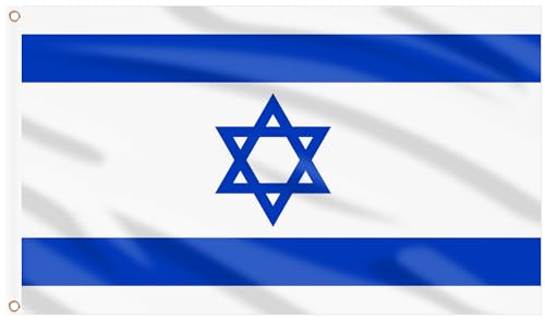AhfuLife Israel Flagge 150 x 90 cm, 2 Stück Israelische Fahne Doppelseitig mit Messingösen für Nationale Party Fest Feier Garten Bar Haus Innen Außen Israelische Deko