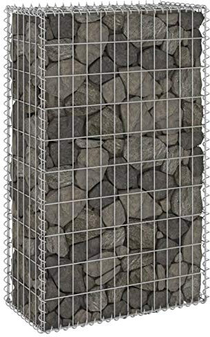 Rantry Meuble gabion avec couvercle en acier galvanisé 60 x 30 x 100 cm, portail de jardin extérieur, portail pour clôture d'extérieur, clôture de chantier