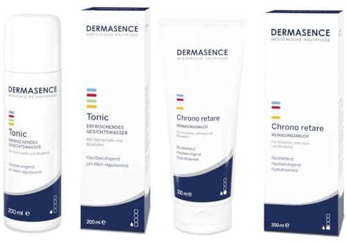 Dermasence Reinigungsset Tonic & Chrono retare Reinigungsmilch zur schonenden, gründlichen Gesichtsreinigung für normale und empfindliche Haut