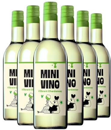 Minivino Chardonnay White Wine 12.5% ABV | 6 x 18.7cl Single-Serve PET Bottles | Australian Wine | Smooth & Fruity | Ready to Drink | Ideal for Picnics, Parties & On-the-Go