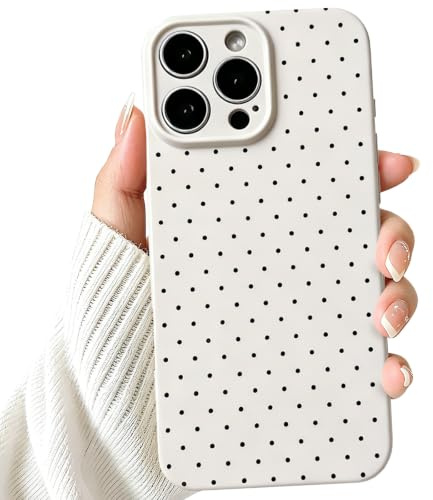 NITITOP for iPhone 16 Pro Case Cute Polka Dot - White | for Women Girls, Aesthetic Stylish Design, Soft TPU Shockproof Cover, Full Camera Protection
