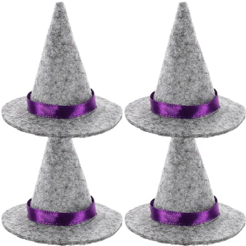 UTHCLO 4 Stück Kleiner Hexenhüte aus Vliesstoff Einzigartige und Raffinierte Flaschen und Puppen Deko für Halloween Party und Selbstgemacht Projekte Bruchsicher und Dekorativ