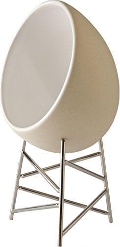 Alessi Cgh01 Le Nid Ramequin Pour Cuire et Servir Les Œufs en Céramique Stoneware, Supports en Acier Inoxydable 18/10