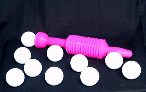 Bällebad24 - Bällebad PUMPGUN, inkl. 10 Bälle Ballkanone Druckluft Ball Pistole PumpGun (Pink)