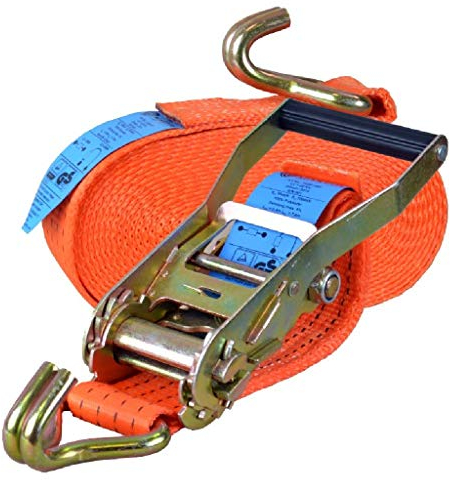 Spanngurt mit Ratsche und Haken, 50mm breit 8m lang, bis 4000kg, Spanngurt orange, Zurrgurt für Ladungssicherung, Spanngurt mit Doppelspitzhaken, Gurtband, Spanngurt 8m