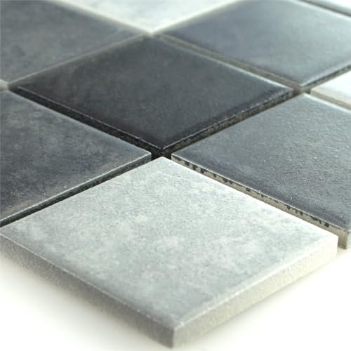 Keramik Mosaikfliesen Camacha Grau Schwarz Rutschhemmend Rutschfest Badezimmer