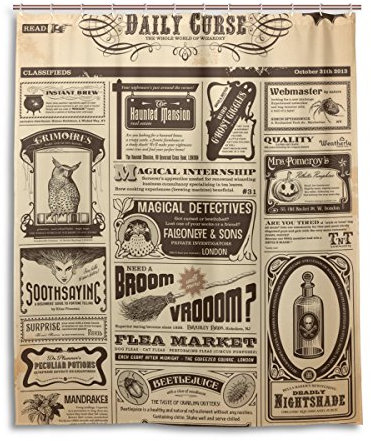 Rideau de douche de bain 152,4 x 182,9 cm, rétro vintage Journal, à la moisissure Polyester Rideau de salle de bain en tissu