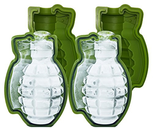 Skaxi 3D Grenade Silicone Mold Set of 2, Large Ice Cube for Whiskey, Silicone Molds for Fat Bombs, Ideal for Baking