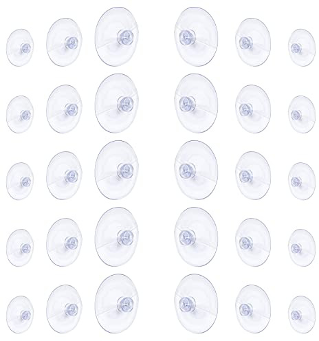 Whaline 30 Packs Suction Cup Plastic Sucker Pads Without Hooks, Clear, 3 Size, 45 mm, 30 mm, 20 mm