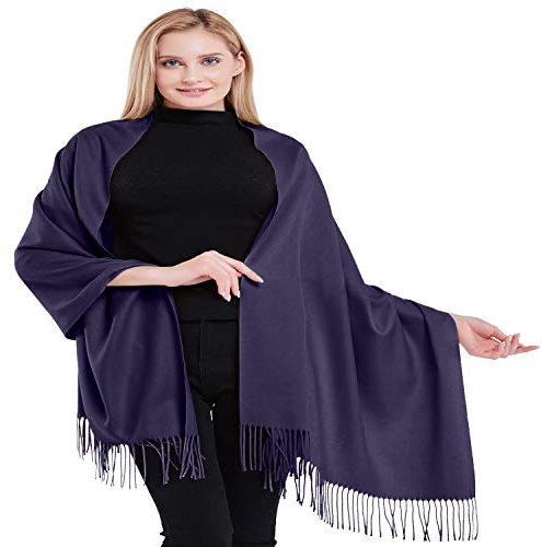CJ Apparel Indigo Blau 100% Kaschmir Zweilagige Schals Pashmina Handgemacht in Nepal Schultertuch Schal Umschlagtuch NEU