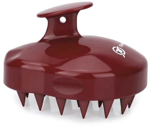 FReatech Kopfhaut Massagebürste [Nass & Trocken], Shampoo Haarbürste für Peeling und Kopfmassage, Silikonkamm Pflege Haarwurzel, Healthy Head ohne Schuppen, Stimuliert das Haarwachstum, Rot