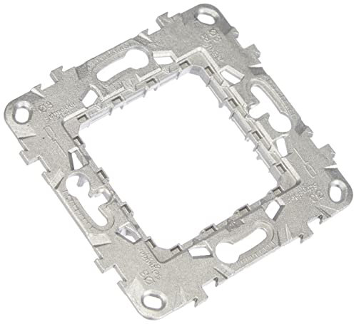 Schneider Electric NU7002 New Unica, Bastidor Universal Zamak de Empotrar, 2 Módulos, Fijación de Marco de Interruptor - Blanco