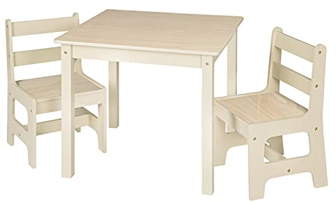 WOLTU Kindertisch mit 2 Stühlen, Maße:60x60x55cm, Sitzgruppe für Kinder Vorschüler Kindermöbel