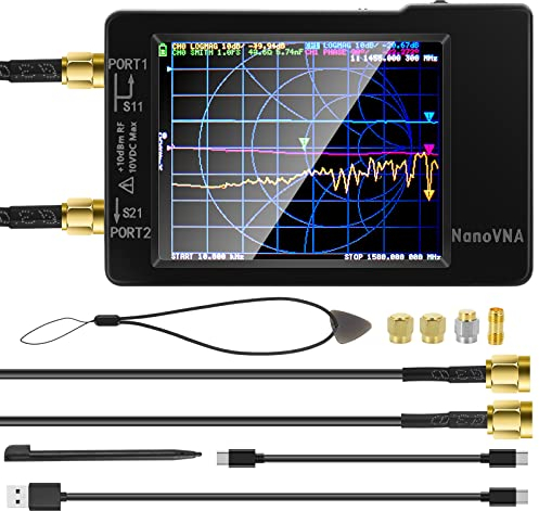 AURSINC NanoVNA-H Vector Network Analyzer, Upgraded HW V3.6 10KHz-1.5GHz MF HF VHF UHF Antenna Analyzer, Measuring S Parameters, VSWR, Phase, Delay, Smith Chart, Support Data Storage