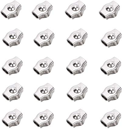 20 Piezas Clip para Cable de Acero, Abrazadera para Cable de Acero Inoxidable para Cable de Acero, Clip para Cable de Acero Inoxidable 304, para Cable de Acero, Cable para Cable(M2,Argento)