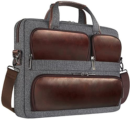DOMISO 17-17.3 Inch Laptop Sleeve Case Shoulder Bag Compatible with 17.3 Dell Computer Precision 7710/HP Pavilion 17/MSI GE76 Raider/Lenovo Ideapad Y700/Acer/Asus,Briefcase with Multiple Pockets,Grey