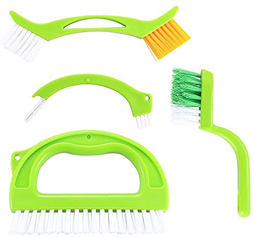 ANCLLO Lot de 4 brosses nettoyantes à coulis - Brosse à récurer pour Joints de carrelage avec Poils en Nylon - Idéal pour Les sols, Les fenêtres, la Salle de Bain, la Cuisine, la Piste