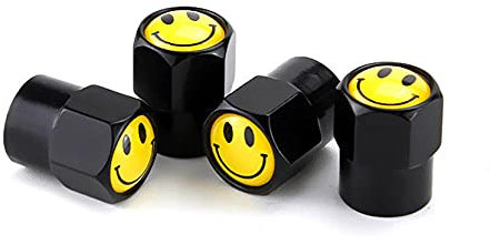 Ventilkappen Fahrrad Reifenventilkappen Ventildeckel 4 Teil / Satz Universal Rad Reifen Ventil Kappen Auto Motorrad Fahrrad Luft Abdeckung Auto Luftdichten Stamm Abdeckung Smiley Auto Styling Zubehör-