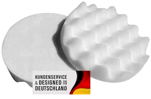 Polierschwamm Set 150mm Klett In Verschiedenen Härtegraden Und Setgrößen Polierschwämme Für Die Poliermaschine Polierpads Polierset Kletthaftend Gewaffelt Oder Glatt (Soft Weiß gewaffelt, 2er Set)