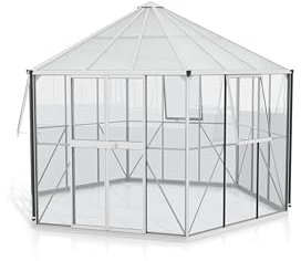 Vitavia Hera 9000 ESG/HKP 3/6 mm, weiß Gewächshausset mit 3 Seitenfenstern EPH
