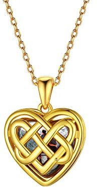 PROSILVER Damen aufklappbar Herz Medaillon zum Öffnen Silber 925 18k vergoldet personalisiert Keltischer Knoten Anhänger mit Foto Bilder Amulett Souvenir für Weihnachten Valentinstag