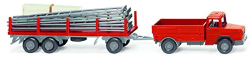 Wiking 039206 H0 Magirus Deutz Gerüstbau-Hängerzug rot Spur HO 1:87