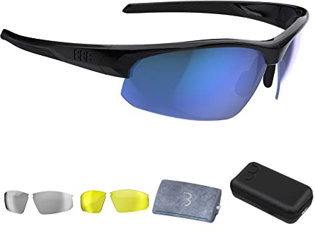 BBB Cycling Fahrradbrille Fahrrad Sonnenbrille Herren und Damen Coole Sportbrille Schnellbrille Radbrille Radsportbrille Sport Sunglasses Men and Women MTB und Rennrad Impress BSG-58T Glänzend Schwarz