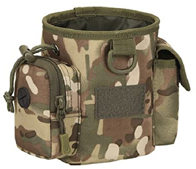 Kompakte taktische Tasche mit Kordelzug für Hunde, Leckerli, Trainingstasche für Range Shooting, Jagd, Airsoft, auch als Trainingstasche für Hunde, Welpen, Leckerli, Snack, Haustierspielzeug (CAMO)