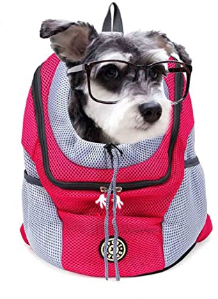 Hunderucksack katzenrucksack für Klein Mittler Hunde Katzen Welpen bis 3kg, Atmungsaktive und Verstellbar transporttasche Haustier Rucksack Hund Tragetasche für Reisen, Wanderabenteuer (L, Rosarot)