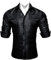 Barry.Wang Men Dress Shirts Paisley Silk Long Sleeve Button Big and Tall Down Shirt Fashion Leisure Wedding Party Prom Black S-3XL