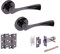HANDLEZONE® Zena Privacy Door Handle Latch Pack, Complete with Lever On Rose Handles, Latch, Ball Bearing Hinges - Black Nickel