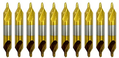 DelitonGude 2.0mm Center Drill Bits Set, 10 Pcs High Speed Steel Titanium Coating Drill Bits Kit Countersink Tools for Lathe Metalworking(2.0mm)