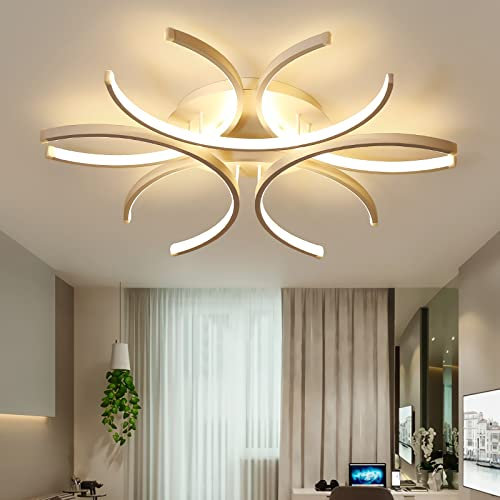 Huilefu Deckenleuchte Wohnzimmer LED Dimmbar, mit Fernbedienung Modern Kreativ Gebogenes Design Deckenleuchten Schlafzimmer Esstischlampen Büro Dekorativ Leuchte (100 cm)