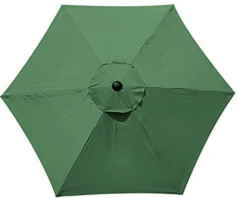 6.4Ft Patio Umbrella Replacement Canopy, 6 Ribs Replacement Outdoor Umbrella Canopy, Sun Umbrella Replacement Cloth Garden Parasol Canopy Cover, Large Table Umbrella Replacement Top Fit(Green)