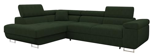 Mirjan24 Ecksofa Torezio Cord mit Bettkasten, Einstellbare Kopfstützen, Sofa mit Schlaffunktion, Eckcouch für Wohnzimmer, L-Form Couch mit Bettfunktion (Poso 14, Seite: Links)