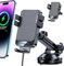 MOKPR Wireless Car Charger, 15W Fast Charging Auto Clamping Car Phone Holder Wireless Charger, Air Vent/Suction Holder Dashboard, for iPhone 16 15 14 13 12 11 Series&Samsung Galaxy(with Car Charger)