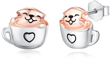 Otter Geschenk für Damen 925 Sterling Silber Otter Ohrringe Otter Ohrstecker Tasse Otter Schmuck Weihnachten Geschenke für Otter Liebhaber Mädchen Kinder