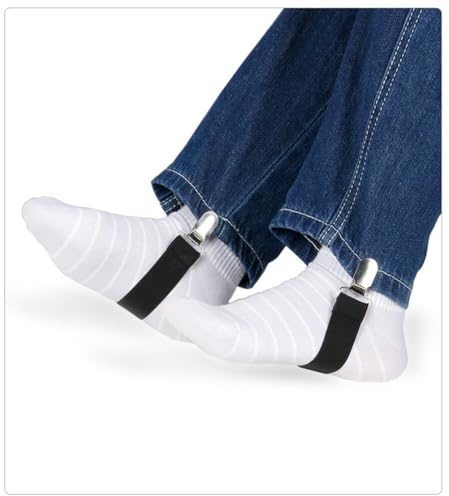 2 Stück Verstellbare Stiefelklammern, 25cm-50cm Elastische Bügeltischspanner Stiefelgurte Clips Hose Steigbügel Beingurte Motorrad Boot Clips für Frauen Männer Motorradfahrer Biker Jeans Hosen