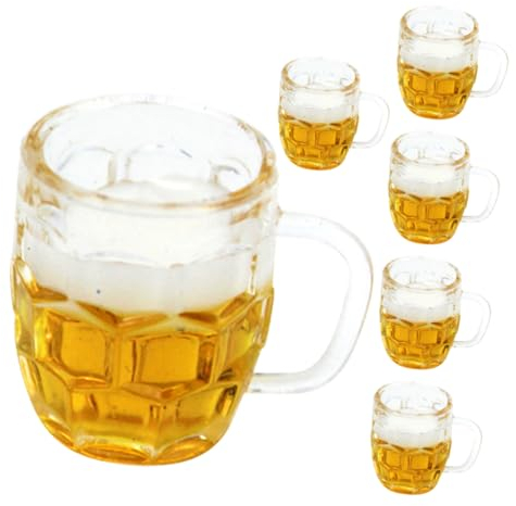 Toyvian 6 Pezzi Birra Di Simulazione Boccale Di Birra in Plastica Piccola Tazza Tazze Bottiglie Di Birra Bicchiere Di Bicchierini Da Birra Delloktoberfest Home Decor Mini D601 Resina Suite