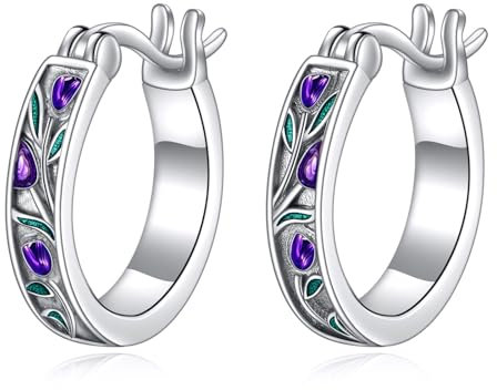 YFN Tulpen-Ohrringe Sterling Silber Tulpen Blume Hoop-Ohrring für Frauen (tulip)