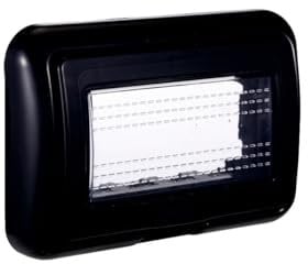 Placca con Coperchio, Supporto Stango Idrobox IP55, Compatibile con Bticino Living Light, Coperchio Modulo Cassetta (4 Posti/Moduli,Nero)