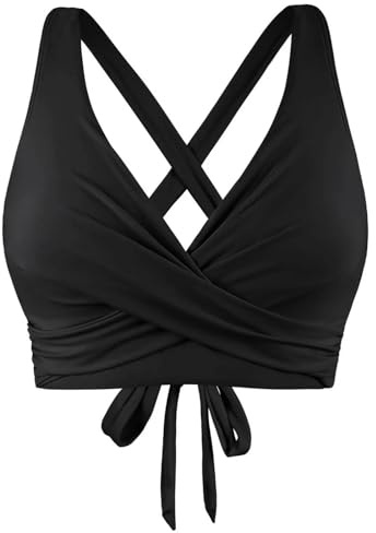 Bikini Tops for Women UK Sale Clearance,Sexy Criss Cross Bikini Top Halter Neck Push up Bandeau Bikinis Padded Swimwear Beach Bathing Suit Swimsuit Beach Party Vacation Swimming Costume Ladies